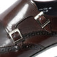 Luxury Men's Double Buckle Monk Strap Flats | Genuine Leather Casual Walk Shoes (Dark Brown, Black)