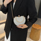 Shiny Heart Shape Metal Evening Clutch Bag for Women | Fashion Chain Shoulder Crossbody Bag (Luxury Lady Purse)