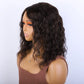 Honey Curly Bob Wigs Human Hair Side Part Pre-Plucked Big Fluffy Brown Mixed Blonde Glueless Bob Curly Wig with Fringe Bangs
