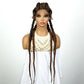 36" 27/613 Blonde Cornrow Braided Wig | Lace Frontal Box Braids | Synthetic Wig with Baby Hair for Black Women