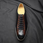 Europe 2024 Fall Luxury Men's Genuine Leather Plaid Casual Shoes | Black & Dark Brown Business Sneakers (Height Increasing)