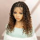 Burgundy Knotless Box Braids Wig with Curly Ends | Full Lace