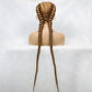 Handmade Double Dutch Cornrow Braided Wig | Natural Black Lace Front | Baby Hair | Kanekalon Synthetic Wig for Women