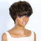 Rebecca P1B/30 Brown Pixie Cut Wig | Curly Side Part Brazilian Human Hair