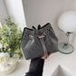 Luxury Women's Horseshoe Bucket Bag | New High Quality PU Leather One Shoulder Handbag (Exquisite Rivet & Chain Design)