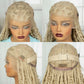 36 Inch Boho Knotless Box Braids Full Lace Wig | Transparent Lace Synthetic Braided Wig with Curly Ends