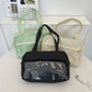 Y2K Ulzzang Ita Bag for Women | Trendy Polka Dot Canvas Shoulder & Underarm Tote (Transparent Pocket, Youth Fashion)