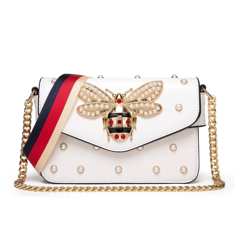New Fashion Women's Bag Trend | Brand Pearl Bee Shoulder Bag & High Quality Temperament Ladies Crossbody Bag (Designer Luxury Handbag)
