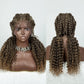 22" Box Braids Full Lace Wig | Two Curly Ponytails | Baby Hair | Synthetic Braided Wig