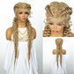 1B/30 Dark Brown Dutch Box Braids Wig | Synthetic Lace Frontal | Fishtail Braids | With Baby Hair | For Black Women
