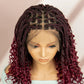 Burgundy Knotless Box Braids Wig with Curly Ends | Full Lace