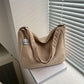 Women's Corduroy Shoulder Bag | Casual Striped Large Capacity Tote with Zipper (Cute Hat Patch, Everyday Use)