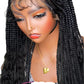 36" Cornrow Box Braids Wig with Curly Hair | Full Lace | Baby Hair