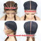 Handmade Double Dutch Cornrow Braided Wig | Natural Black Lace Front | Baby Hair | Kanekalon Synthetic Wig for Women