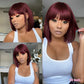 Rebecca Orange Blonde & 99J Red Straight Bob Wig with Bangs | Human Hair Machine Made