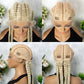 36" 27/613 Blonde Cornrow Braided Wig | Lace Frontal Box Braids | Synthetic Wig with Baby Hair for Black Women