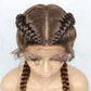 Handmade Double Dutch Cornrow Braided Wig | Natural Black Lace Front | Baby Hair | Kanekalon Synthetic Wig for Women