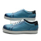 Luxury Designer Men's Genuine Leather Skateboard Shoes | Sky Blue Lace-Up Casual Sneakers (Breathable)