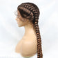 Handmade Double Dutch Cornrow Braided Wig | Natural Black Lace Front | Baby Hair | Kanekalon Synthetic Wig for Women