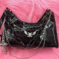 Gothic Dark Punk Underarm Bag | Skull Shoulder Bag & Y2K Chain Crocodile Pattern Crossbody Bag (Korean Popular Aesthetic Handbags)