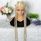 36" 27/613 Blonde Cornrow Braided Wig | Lace Frontal Box Braids | Synthetic Wig with Baby Hair for Black Women