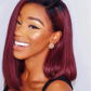 Wine Red Ombre 1B-99J Straight Bob Wig | 13x4 Transparent Lace Front Brazilian Human Hair