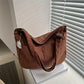 Women's Corduroy Shoulder Bag | Casual Striped Large Capacity Tote with Zipper (Cute Hat Patch, Everyday Use)