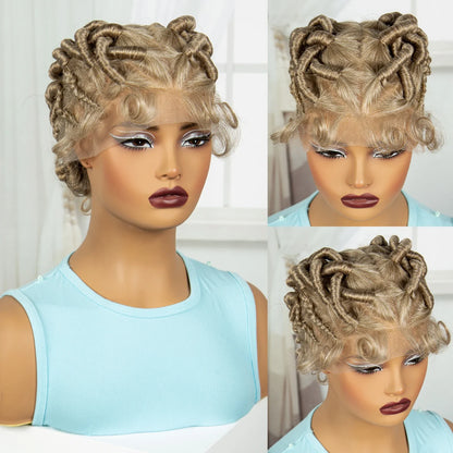 Ginger Orange Bantu Knotless Braids Wig | Full Lace | Baby Hair