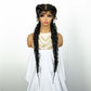 1B/30 Dark Brown Dutch Box Braids Wig | Synthetic Lace Frontal | Fishtail Braids | With Baby Hair | For Black Women