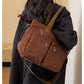 Female Large Capacity Corduroy Tote Bag | New Korean Style Fashion Women's Shoulder Crossbody Bag (Worker Commuter Handlebag)