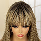 Short 14" Bob Braided Wig | Curly Knotless Box Braids | Synthetic Machine Made Wig | For Black Women