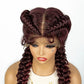 1B/30 Dark Brown Dutch Box Braids Wig | Synthetic Lace Frontal | Fishtail Braids | With Baby Hair | For Black Women