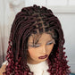 Knotless Box Boho Braided Wig with Curly Ends | Short Bob Style | Full Lace Synthetic Wig for Black Women