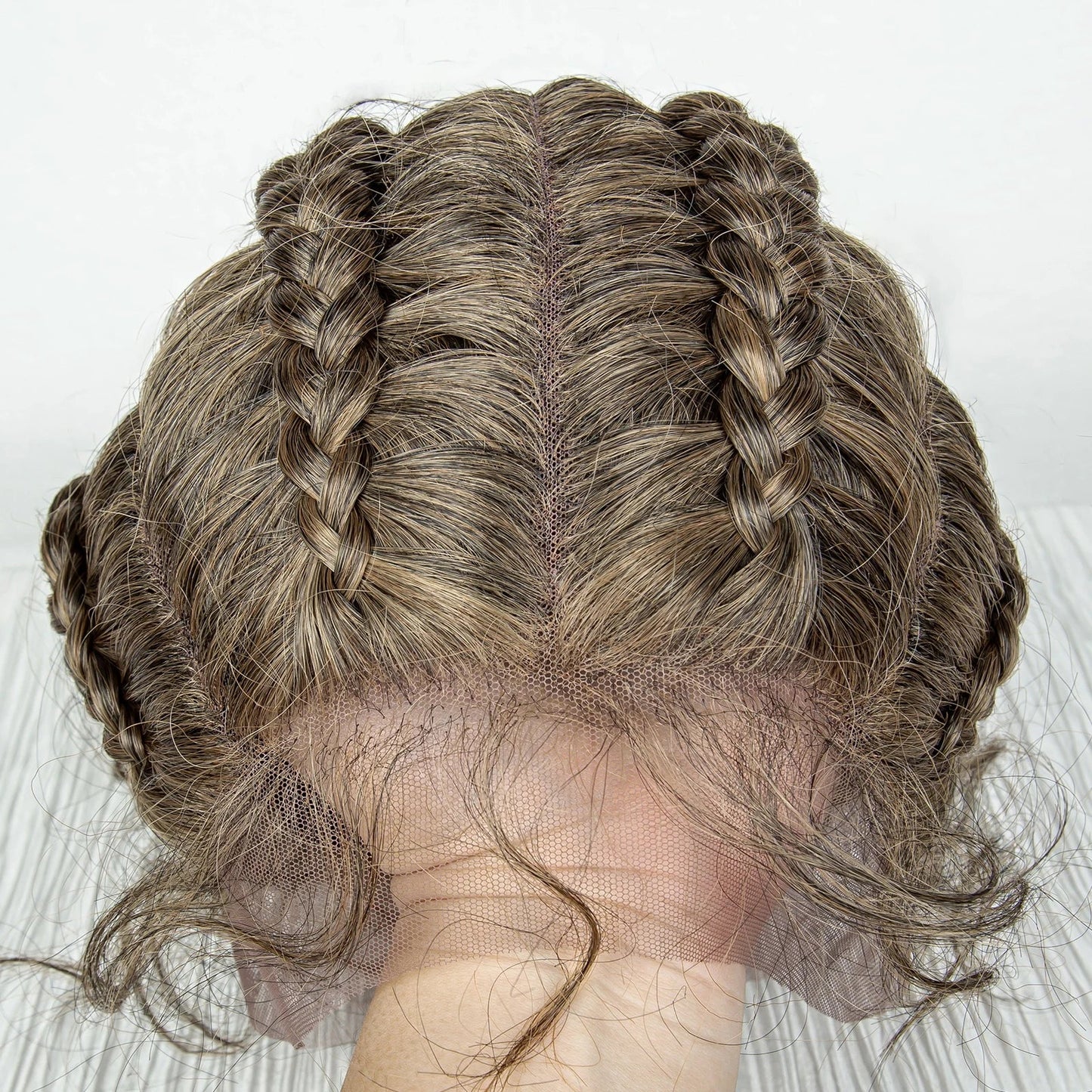 22" Box Braids Full Lace Wig | Two Curly Ponytails | Baby Hair | Synthetic Braided Wig