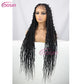36" Butterfly Braided Full Lace Wig | Honey Blonde & Burgundy Goddess Locs | Synthetic Box Braids | Transparent Lace