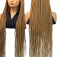 36" Blonde Cornrow Box Braided Wig | 613 Synthetic | Full Lace Front | Side Part | For Women
