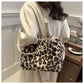 Winter Fashion Leopard Print Plush Women's Bags | Versatile Casual Trendy Premium Texture Large Capacity Shoulder Handbag