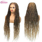 36" Butterfly Braided Full Lace Wig | Honey Blonde & Burgundy Goddess Locs | Synthetic Box Braids | Transparent Lace