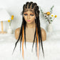 Knotless Box Braids Full Lace Wig | Cornrow Accents | Baby Hair | Synthetic Braided Wig