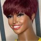 Rebecca Burgundy Red & Blonde Pixie Bob Wig | Short Straight Glueless Human Hair with Bangs