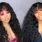 30 Inch Loose Water Wave Wig with Bangs | Full Machine Made Brazilian Remy Human Hair (Natural, All Colors Dyeable)