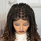 Knotless Box Boho Braided Wig with Curly Ends | Short Bob Style | Full Lace Synthetic Wig for Black Women