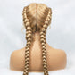Handmade Double Dutch Cornrow Braided Wig | Natural Black Lace Front | Baby Hair | Kanekalon Synthetic Wig for Women