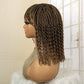 Short 14" Bob Braided Wig | Curly Knotless Box Braids | Synthetic Machine Made Wig | For Black Women