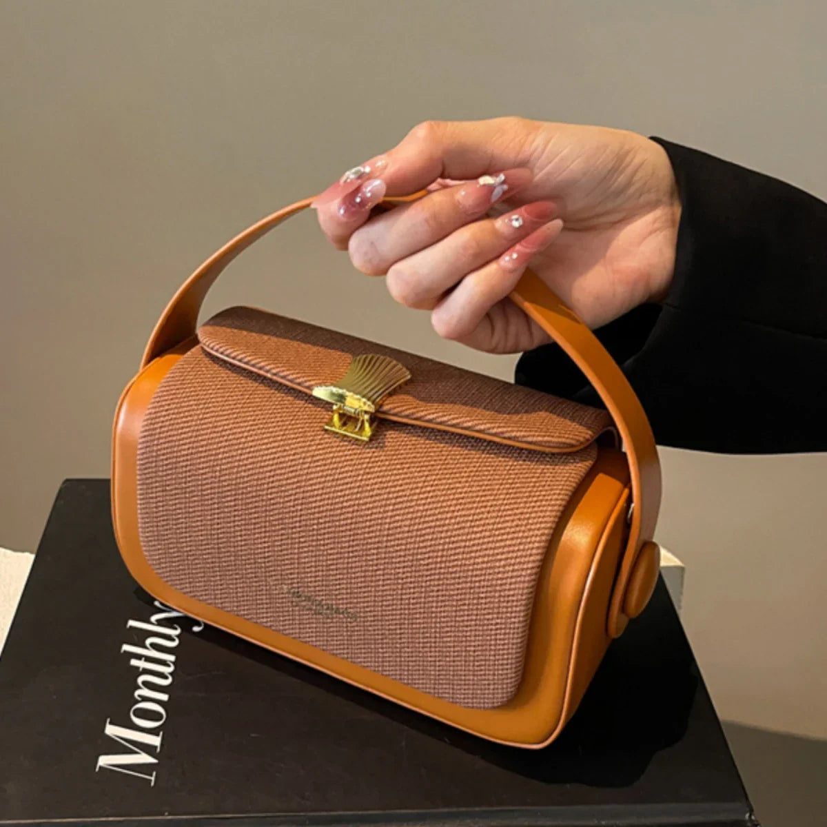 High-Grade Sense Women's Small Square Bags | Trendy Classic PU Leather Lady Commuter Shoulder Bag & Short Handle Handbags