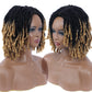 10" Short Braided Bob Wig | Faux Locs & Curly Twists | Black, Blonde, Red | Synthetic Hair