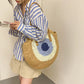 Large Capacity Round Women's Fashionable Straw Woven Shoulder Bag | Handmade Summer Beach Travel Holiday Women Tote Bags