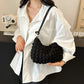 Canvas Wrinkle Bag for Women | Shoulder Bags & Pleated Bubbles Handbags (Padded Casual Underarm Quilted Tote Cloud Bag Purse)