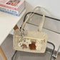 Y2K Ulzzang Ita Bag for Women | Trendy Polka Dot Canvas Shoulder & Underarm Tote (Transparent Pocket, Youth Fashion)