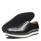 Europe 2024 Fall Luxury Men's Genuine Leather Plaid Casual Shoes | Black & Dark Brown Business Sneakers (Height Increasing)